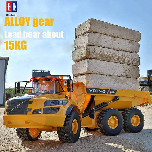 RC Volvo RC Alloy Dump Truck - 1:20 Scale, 2.4GHz Control, 15kg Lifting Capacity, LED Lights - ToylandEU