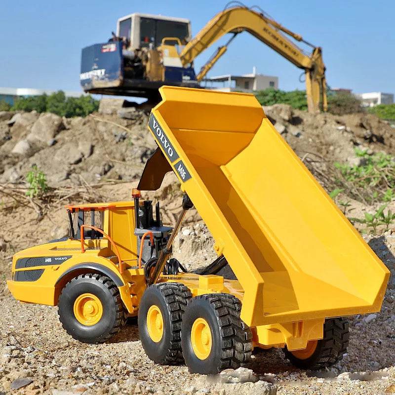 RC Volvo RC Alloy Dump Truck - 1:20 Scale, 2.4GHz Control, 15kg Lifting Capacity, LED Lights - ToylandEU