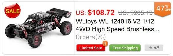 RC WL 144010 V8 1:14 Scale 4WD High-Speed Brushless Motor RC Drift Car - 75Km/H Off-Road Racing Vehicle for Kids - ToylandEU