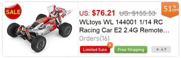 RC WL 144010 V8 1:14 Scale 4WD High-Speed Brushless Motor RC Drift Car - 75Km/H Off-Road Racing Vehicle for Kids - ToylandEU