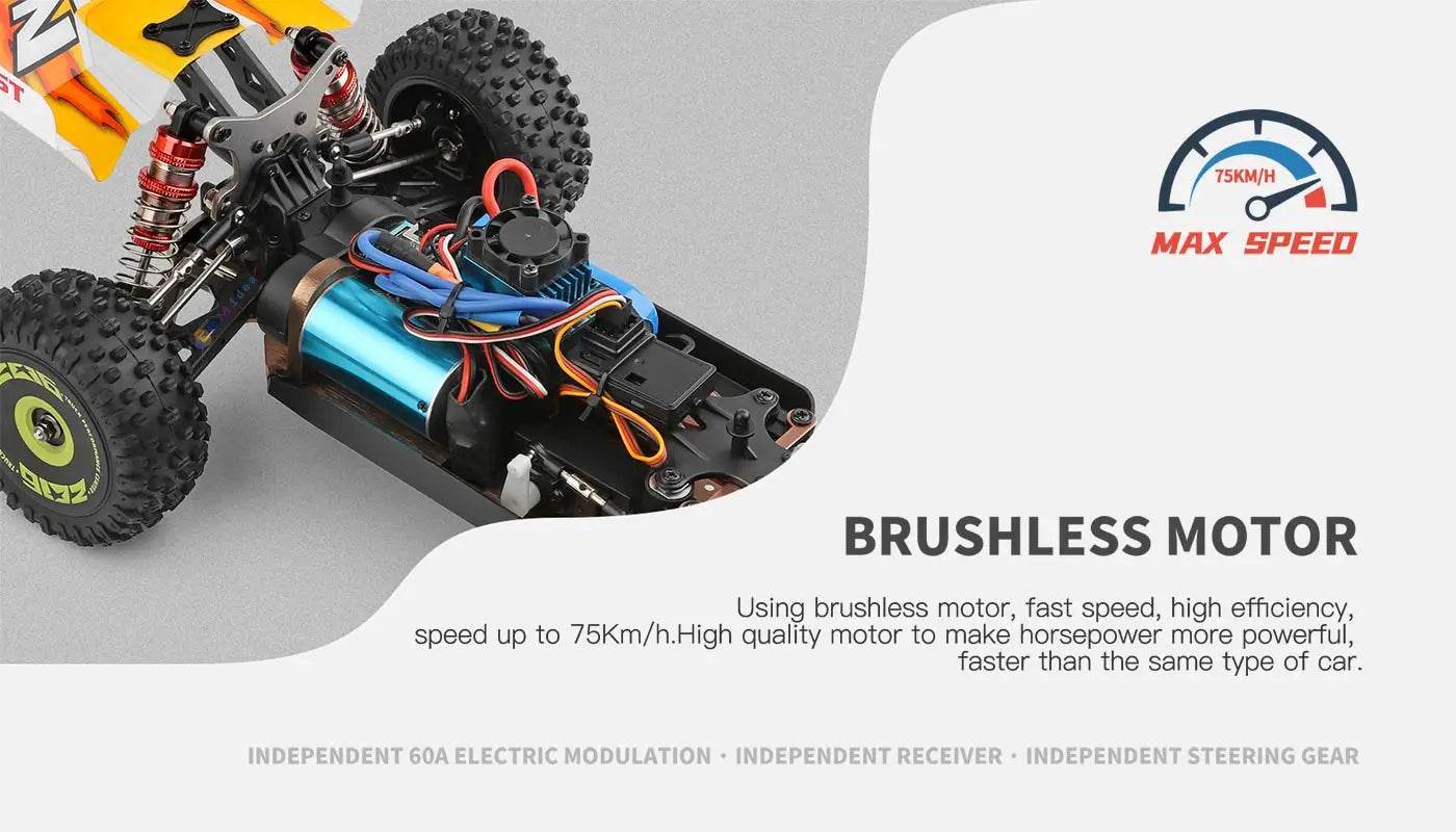RC WL 144010 V8 1:14 Scale 4WD High-Speed Brushless Motor RC Drift Car - 75Km/H Off-Road Racing Vehicle for Kids - ToylandEU