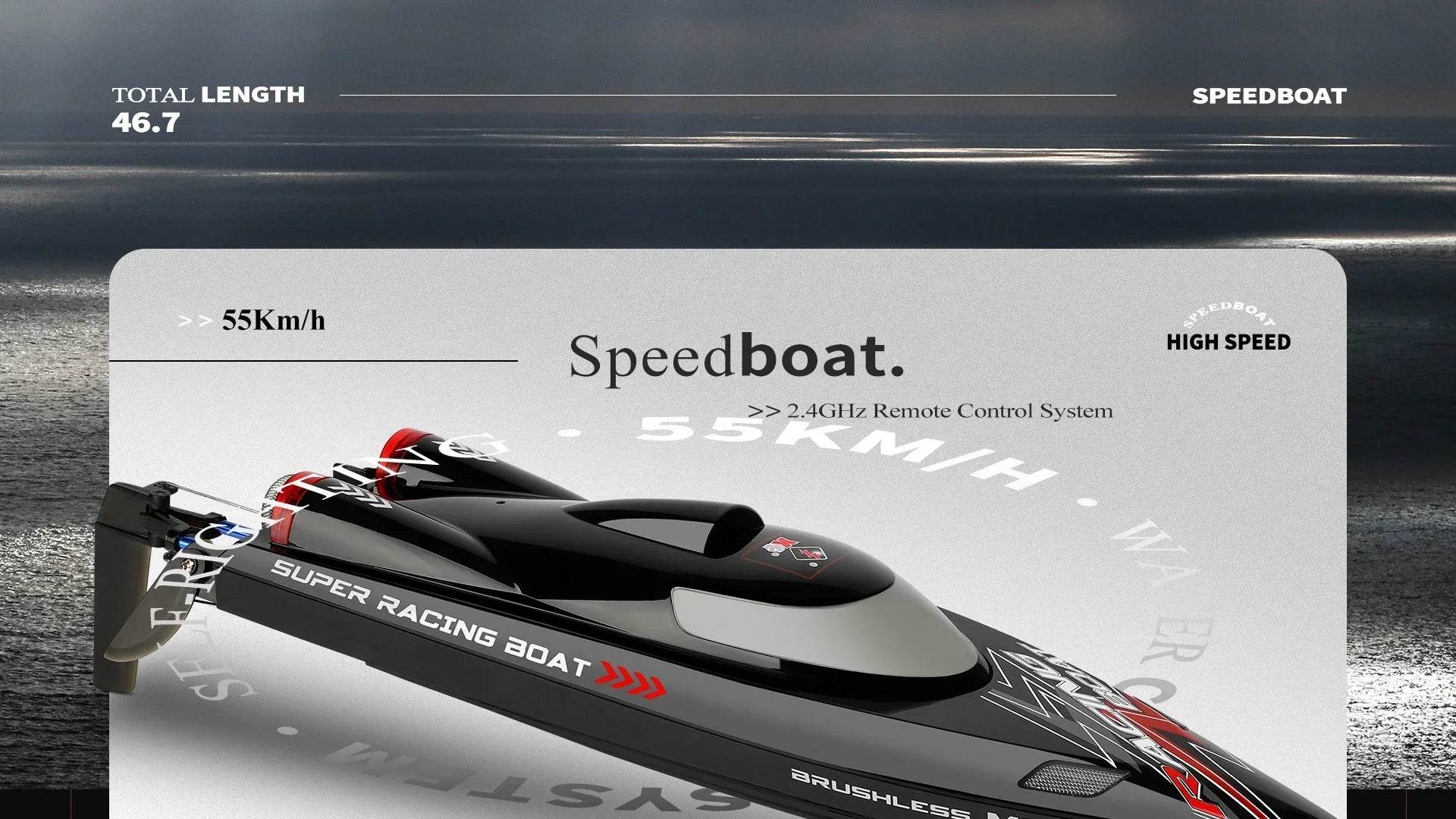 RC WL916 WL912-A 55KM/H Brushless High-Speed RC Racing Boat with 2200mAh Battery - Remote Control Speedboat for Ages 14+ - ToylandEU