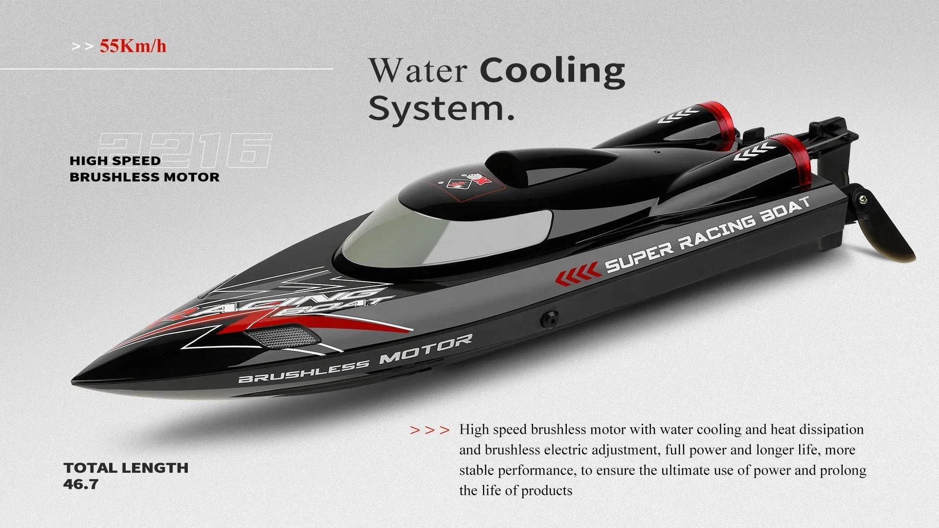 RC WL916 WL912-A 55KM/H Brushless High-Speed RC Racing Boat with 2200mAh Battery - Remote Control Speedboat for Ages 14+ - ToylandEU