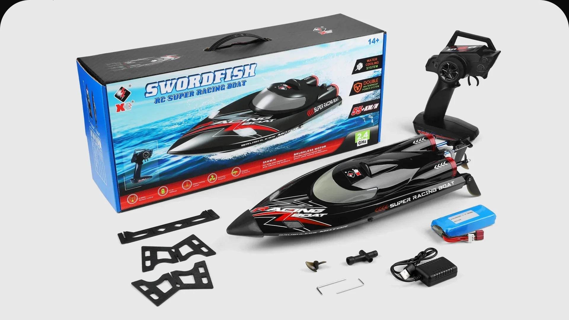 RC WL916 WL912-A 55KM/H Brushless High-Speed RC Racing Boat with 2200mAh Battery - Remote Control Speedboat for Ages 14+ - ToylandEU