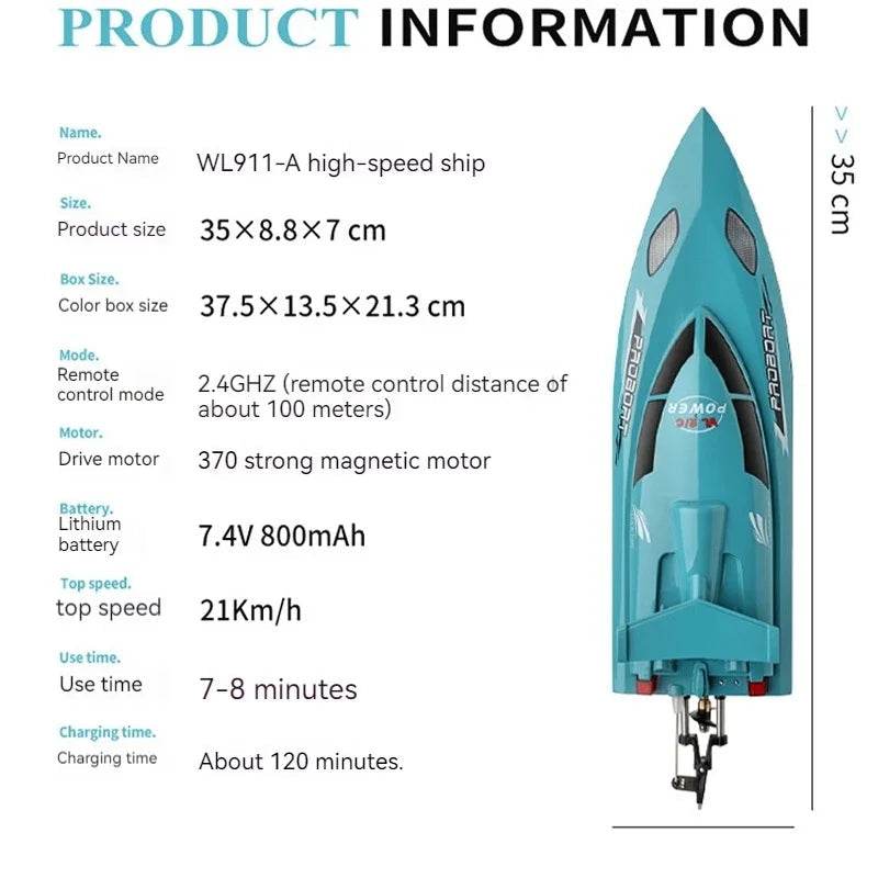 RC Wltoys 911-a High-Speed RC Yacht with Efficient Water Cooling and Auto-Righting - ToylandEU