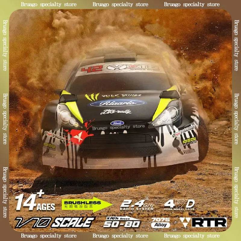 RC XTS-F10 1:10 Scale 4WD Brushless Electric Rally Car - High-Speed Remote Control Model with Complete Accessories - ToylandEU