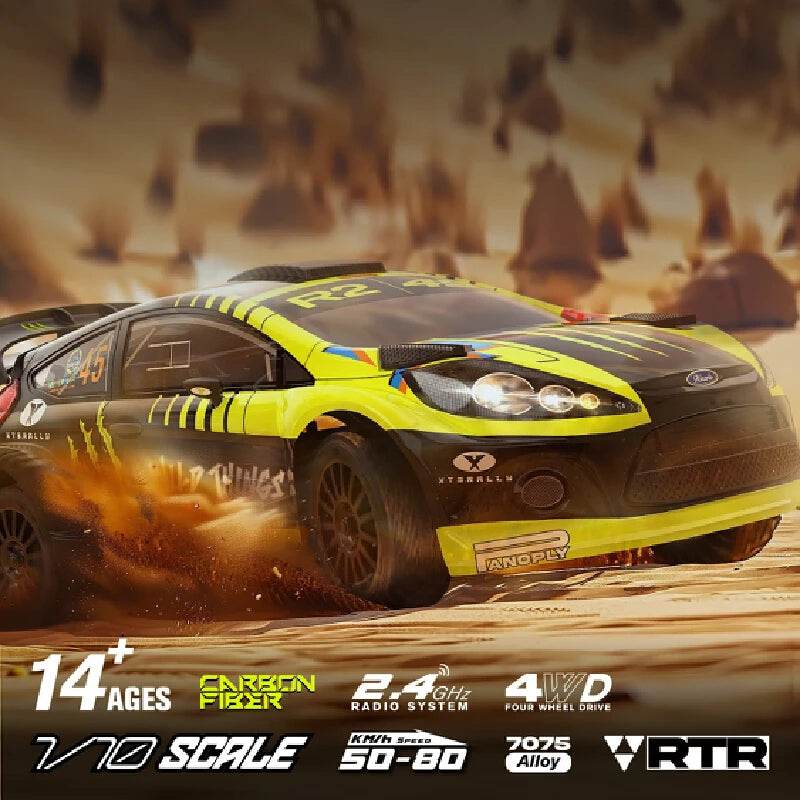 RC XTS-F10 1:10 Scale 4WD Brushless Electric Rally Car - High-Speed Remote Control Model with Complete Accessories - ToylandEU