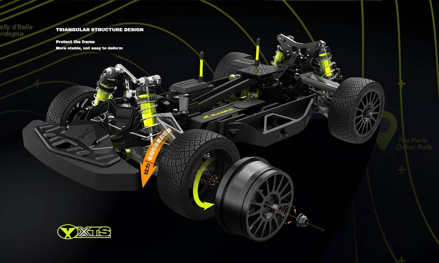 RC XTS-F10 1:10 Scale 4WD Brushless Electric Rally Car - High-Speed Remote Control Model with Complete Accessories - ToylandEU
