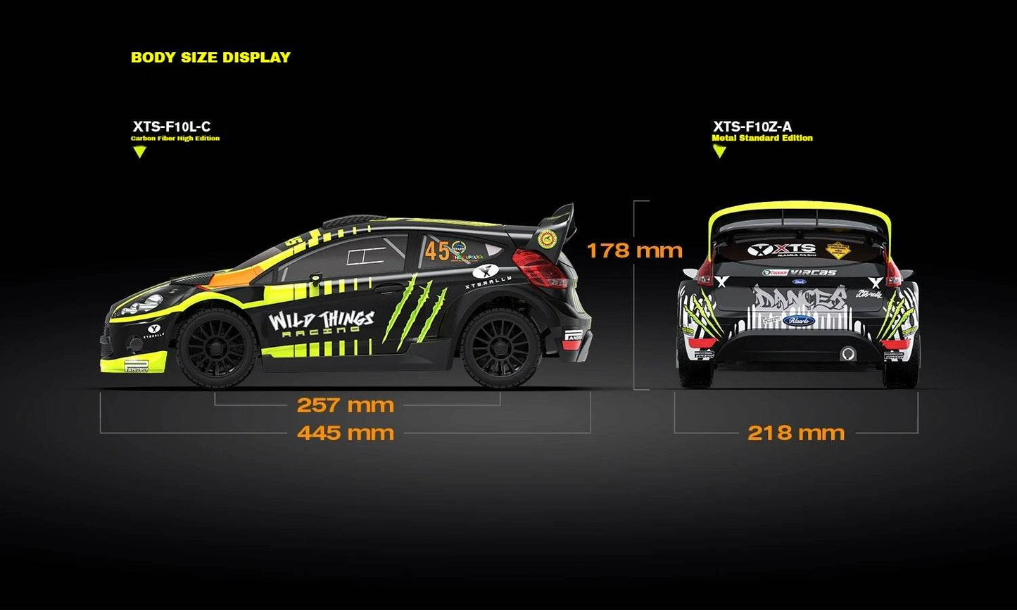RC XTS-F10 1:10 Scale 4WD Brushless Electric Rally Car - High-Speed Remote Control Model with Complete Accessories - ToylandEU