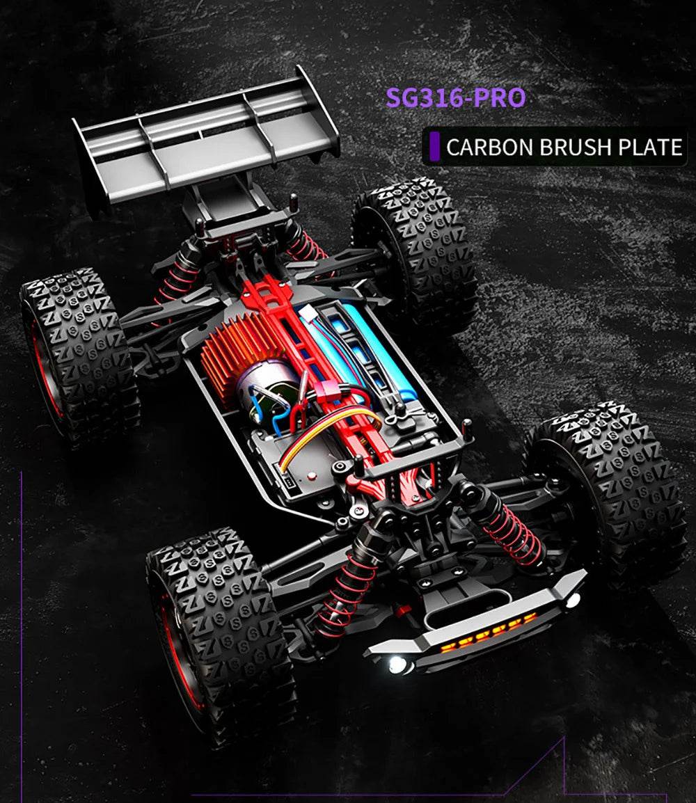 RC ZLL SG316MAX/PRO 1/16 Scale 4WD High-Speed Off-Road RC Truck with LED Lights - Brushed/Brushless Models Up to 80km/h - ToylandEU