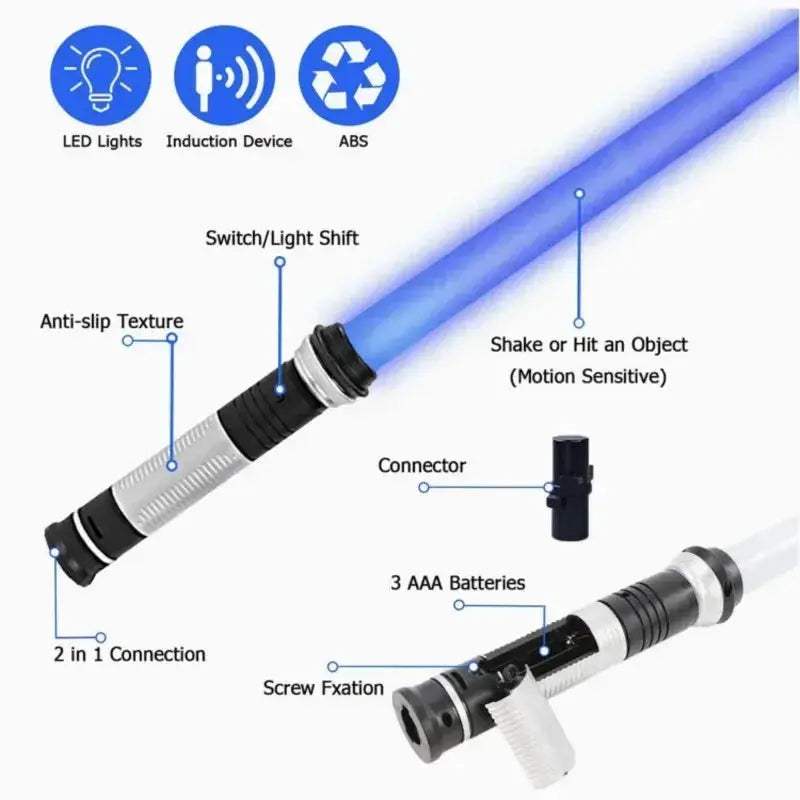 RGB Lightsaber Toy 2In1 Adjustable Sword for Kids Gift - ToylandEU