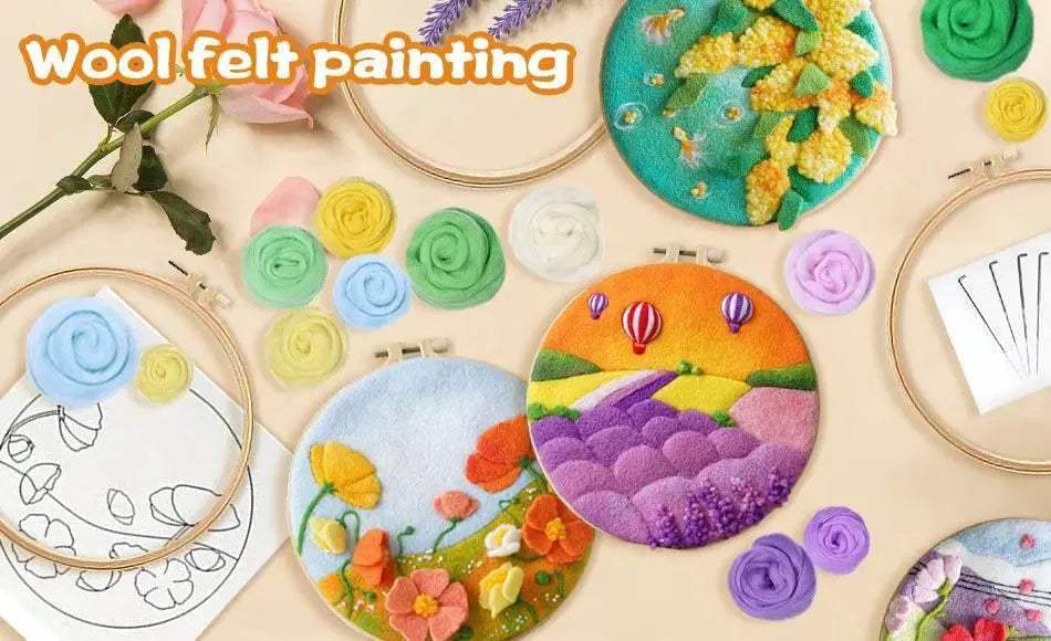 RUOPOTY Landscape Pattern Needle Felting Kit for Beginners DIY Wool Needle Felting Starter Set for Home Decoration - ToylandEU