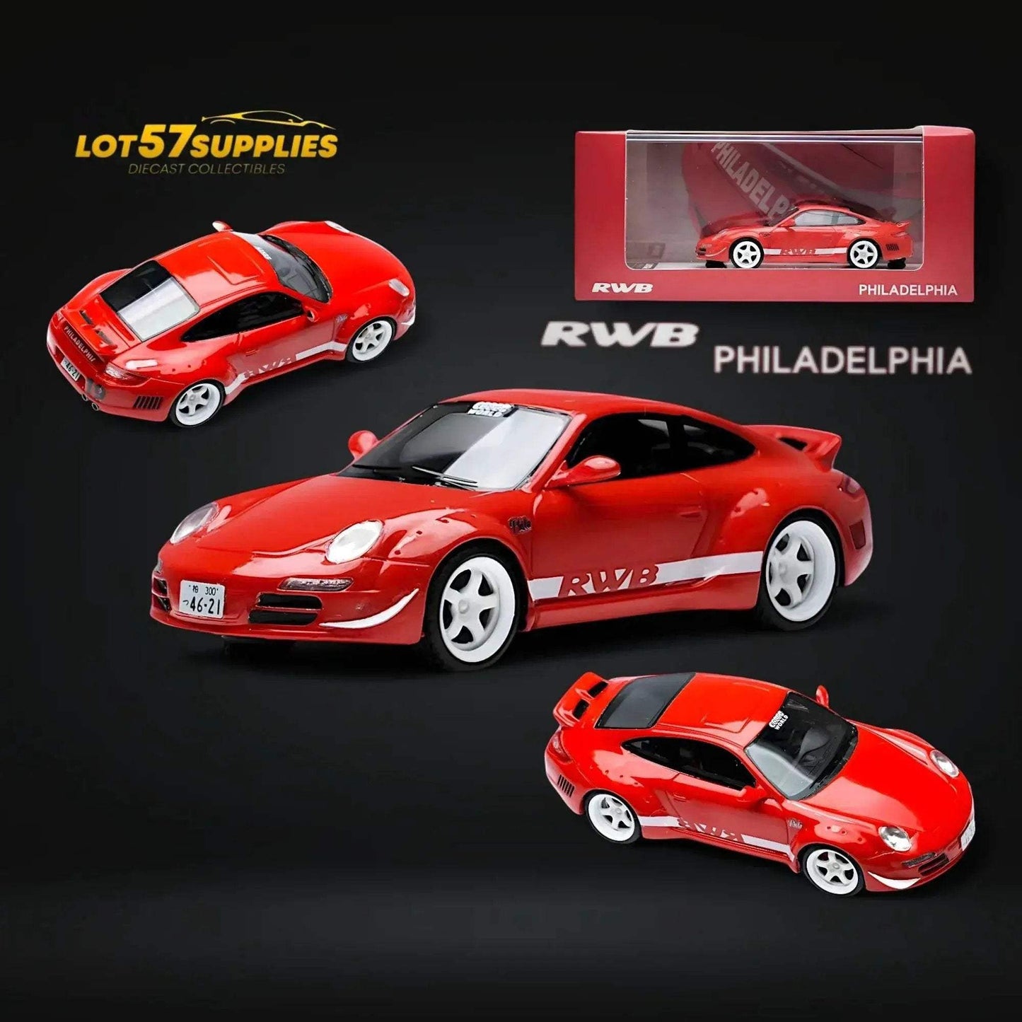RWB Porsche RWB 997 PHILADELPHIA Racing Style 1:64 Resin - ToylandEU