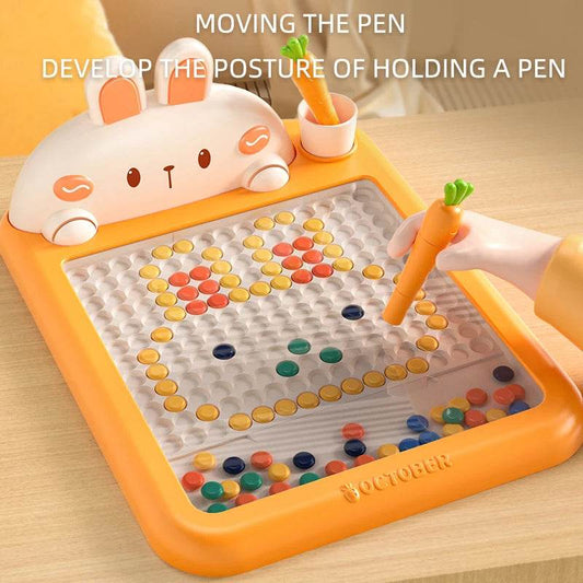 Rabbit Magnetic Drawing Board for Kids with Magnetic Beads and Radish Pen Montessori Early Education Toy - ToylandEU