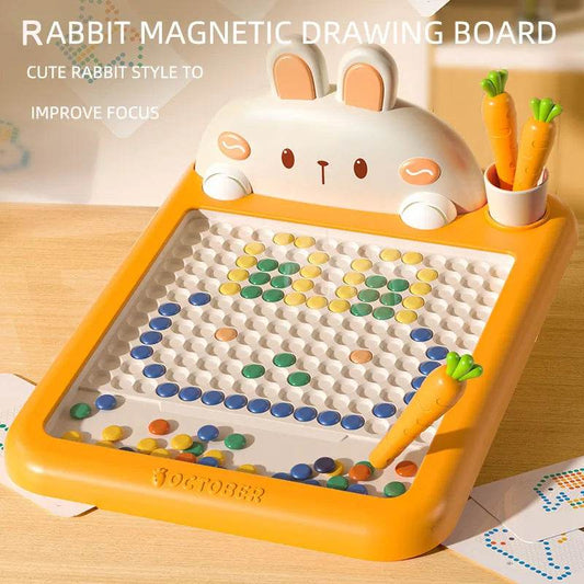 Rabbit Magnetic Drawing Board for Kids with Magnetic Beads and Radish Pen Montessori Early Education Toy - ToylandEU