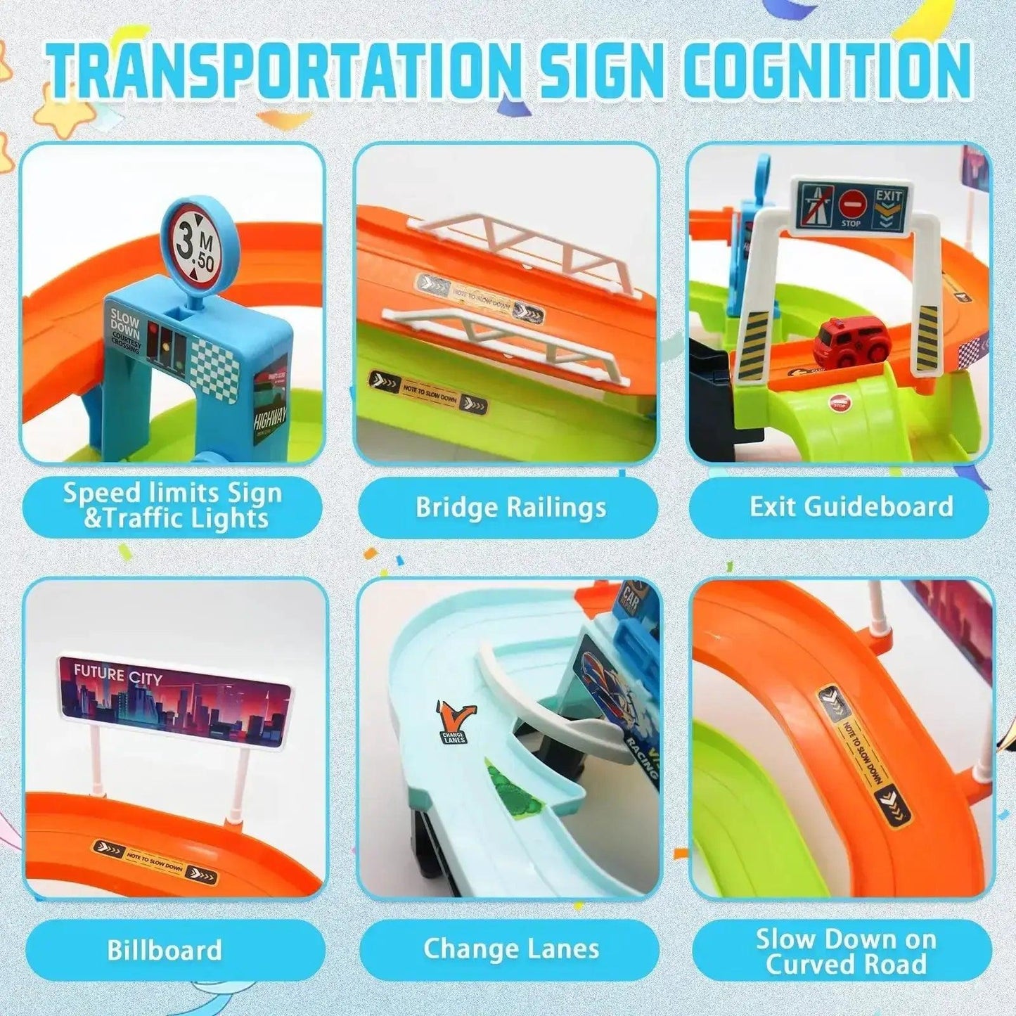  2-In-1 Race Car Track Playset With Lifting Parking Lot -  ToylandEU™