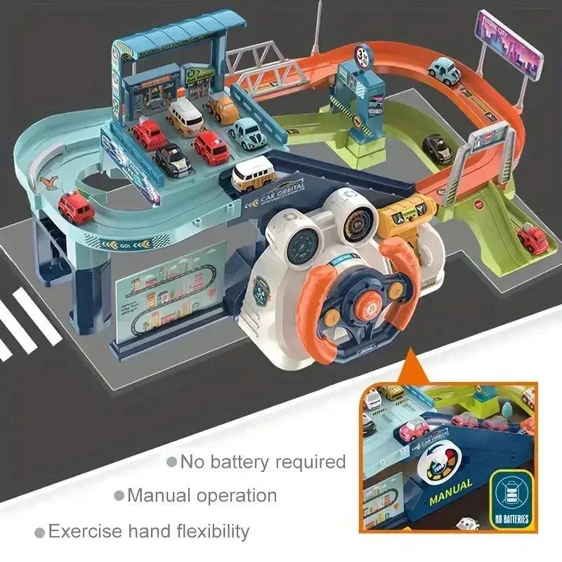  2-In-1 Race Car Track Playset With Lifting Parking Lot -  ToylandEU™