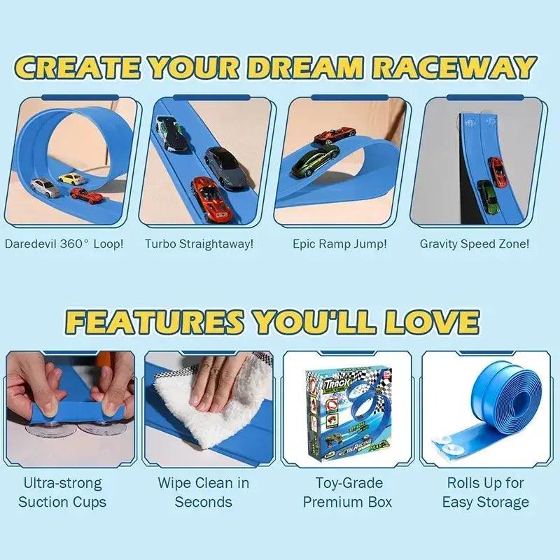  Flexible Race Track Roll Up With Double Lanes For Kids -  ToylandEU™