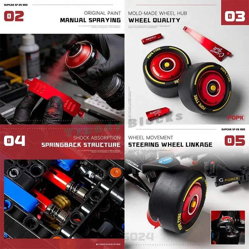  Racing Car Building Block Kit Electroplated Red Body -  ToylandEU™