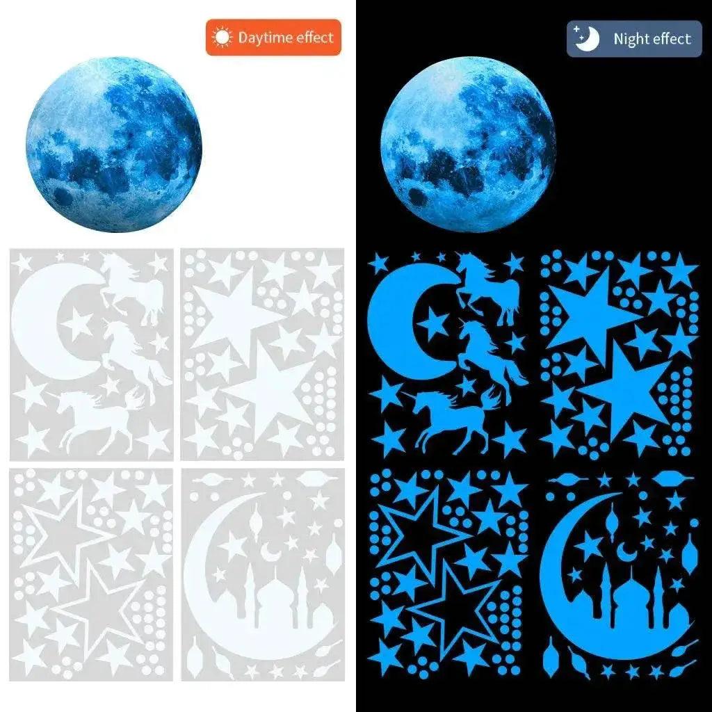  Radiant Moon And Stars Glow Wall Stickers Toyland EU -  ToylandEU™