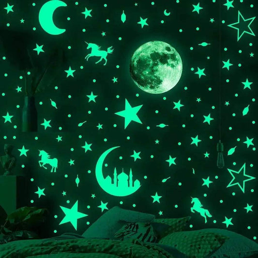  Radiant Moon And Stars Glow Wall Stickers Toyland EU -  ToylandEU™