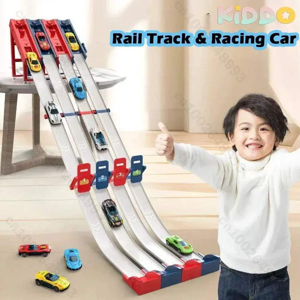 Rail Car Track Racing Set With Durable Catapult Kit - ToylandEU