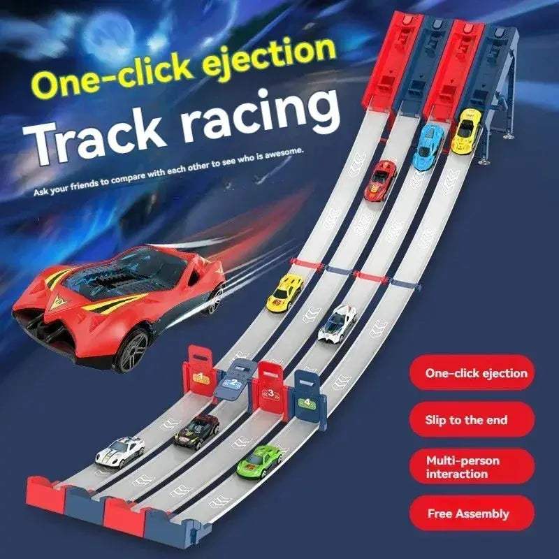 Rail Car Track Racing Set With Durable Catapult Kit - ToylandEU