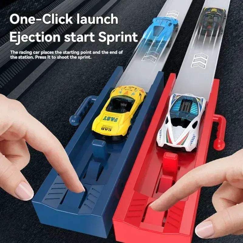 Rail Car Track Racing Set With Durable Catapult Kit - ToylandEU