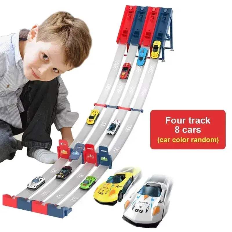 Rail Car Track Racing Set With Durable Catapult Kit - ToylandEU