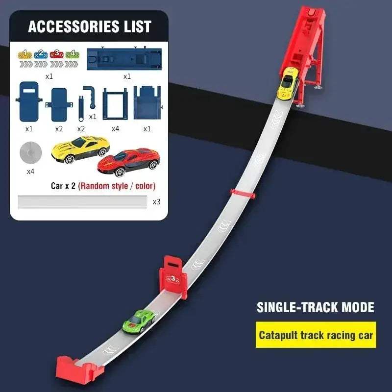 Rail Car Track Racing Set With Durable Catapult Kit - ToylandEU