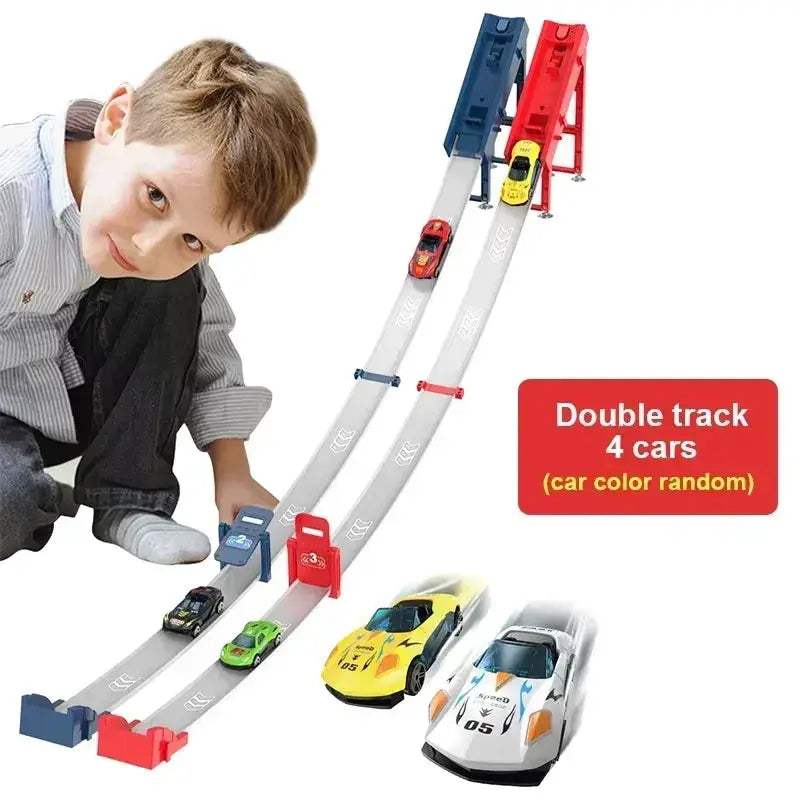 Rail Car Track Racing Set With Durable Catapult Kit - ToylandEU