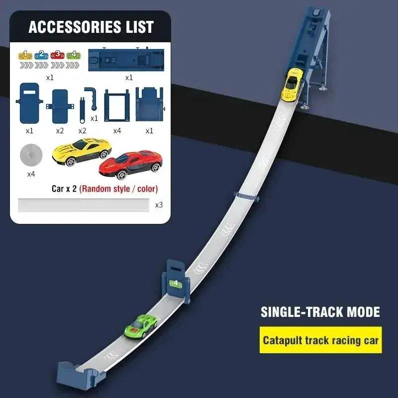 Rail Car Track Racing Set With Durable Catapult Kit - ToylandEU
