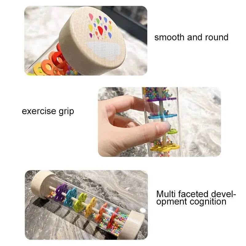 Rain Sound Tube Simulator Toy Rainbow Hourglass Sand Bell Educational Music Instrument Puzzle Kids Gift - ToylandEU