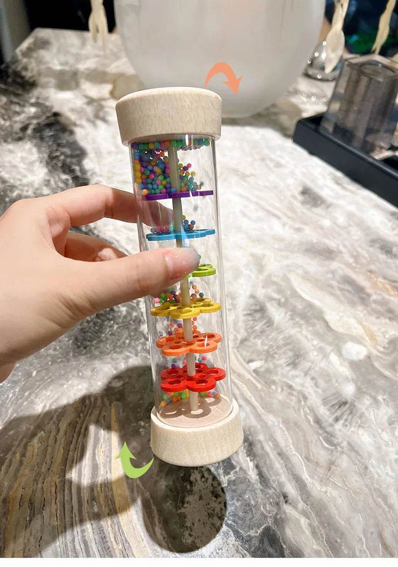 Rain Sound Tube Simulator Toy Rainbow Hourglass Sand Bell Educational Music Instrument Puzzle Kids Gift - ToylandEU