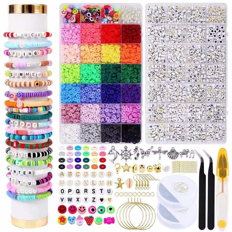 Rainbow Clay Beads Bracelet Making Kit For Easy Jewelry - ToylandEU