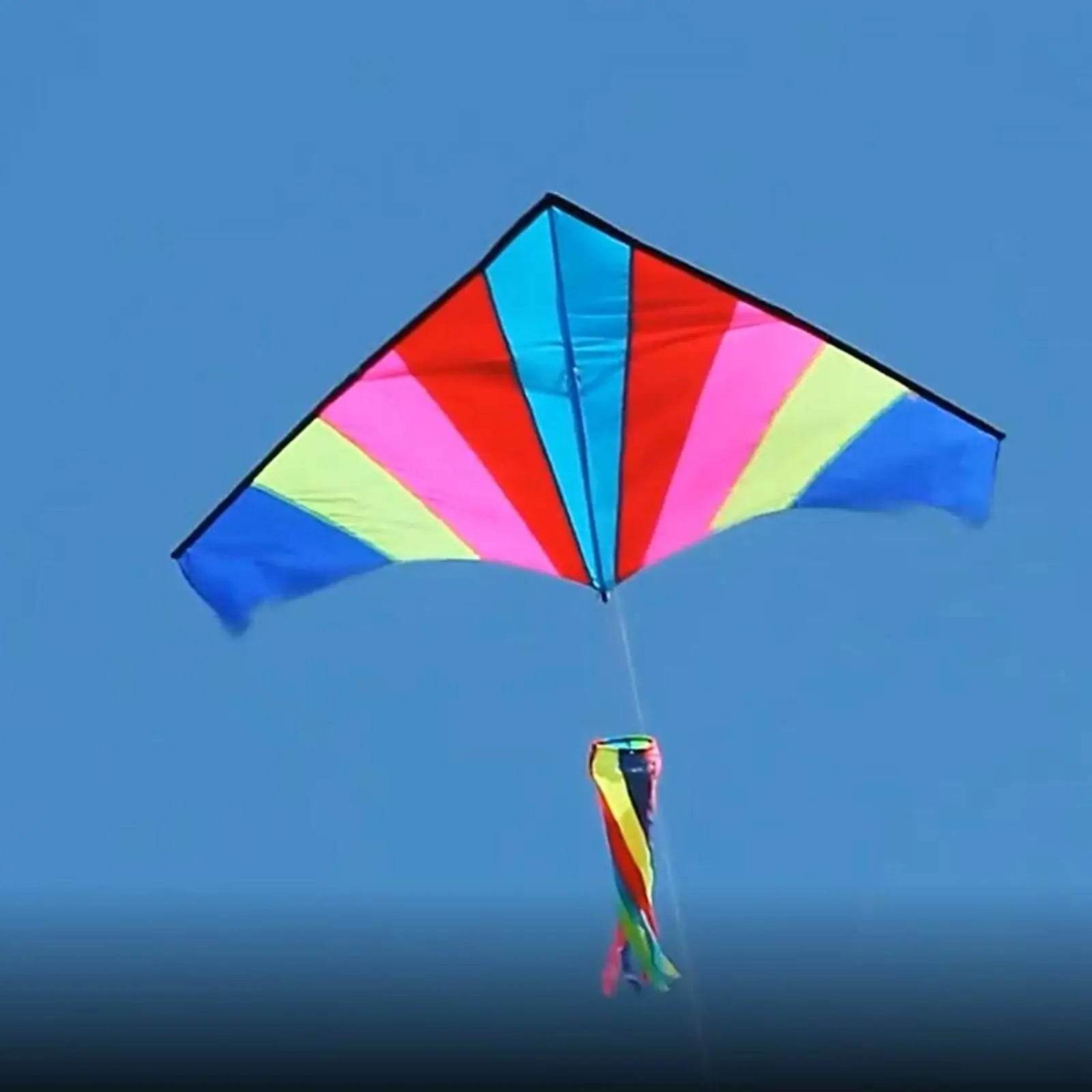 Rainbow Fly Kite Beginner Single Line Multicolor Delta Kite - ToylandEU