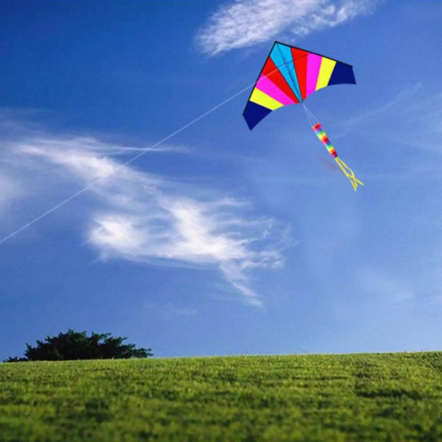 Rainbow Fly Kite Beginner Single Line Multicolor Delta Kite - ToylandEU