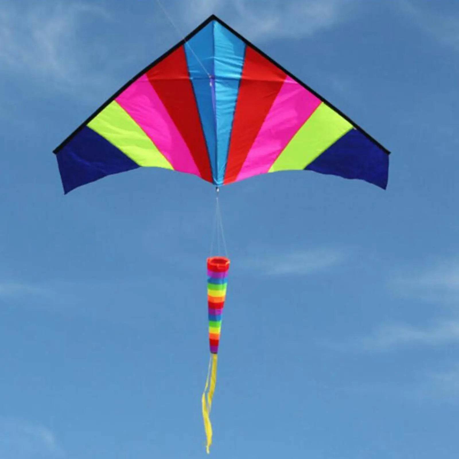 Rainbow Fly Kite Beginner Single Line Multicolor Delta Kite - ToylandEU
