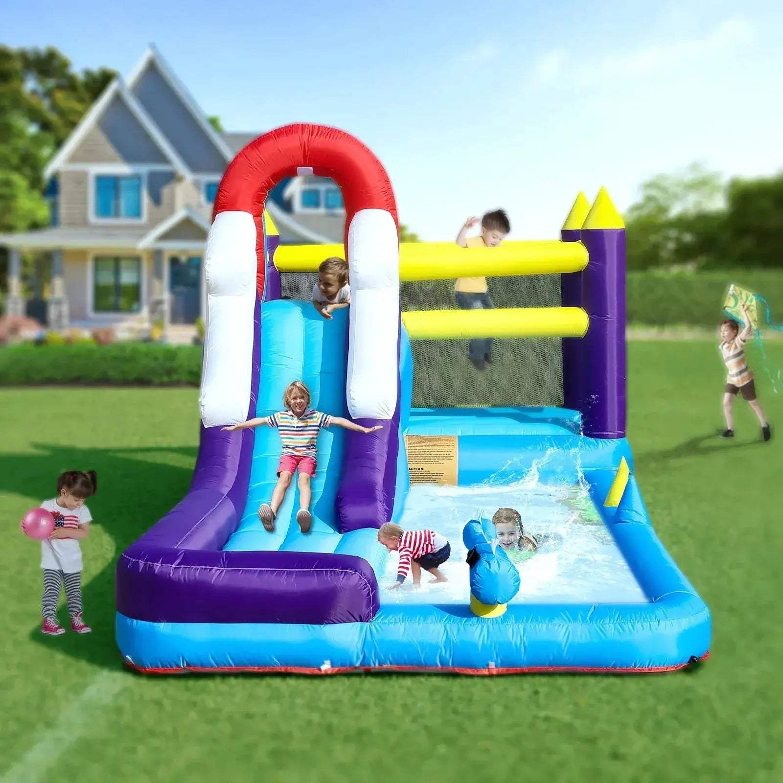 Rainbow Inflatable Water Slide Safe Durable Kids Playground - ToylandEU
