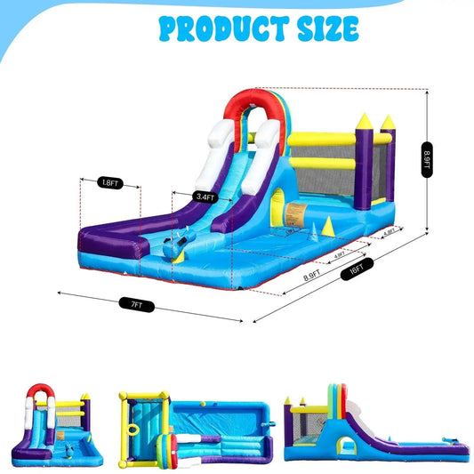  Rainbow Inflatable Water Slide Safe Durable Playground -  ToylandEU™