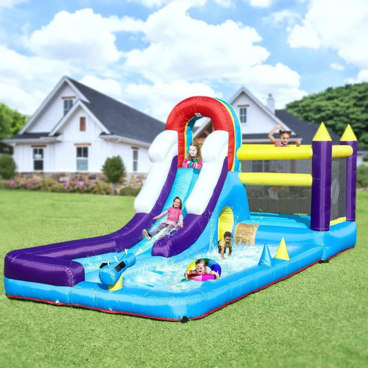  Rainbow Inflatable Water Slide Safe Durable Playground -  ToylandEU™