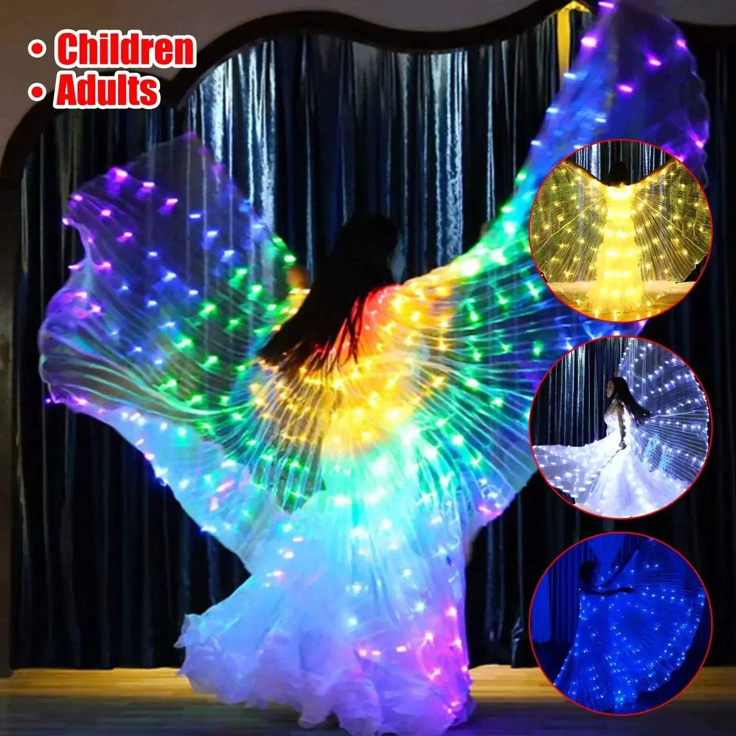 Rainbow LED Wings Costume for Adults and Kids Light Up - ToylandEU