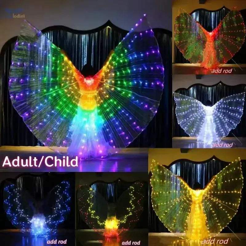 Rainbow LED Wings Costume for Adults and Kids Light Up - ToylandEU