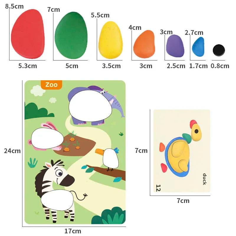 3D Colorful Pebbles Montessori Puzzle for Kids' Cognitive Skills - ToylandEU