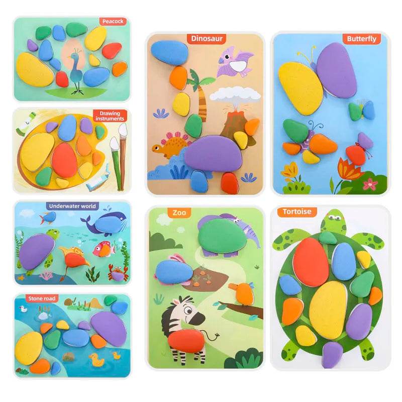 3D Colorful Pebbles Montessori Puzzle for Kids' Cognitive Skills - ToylandEU