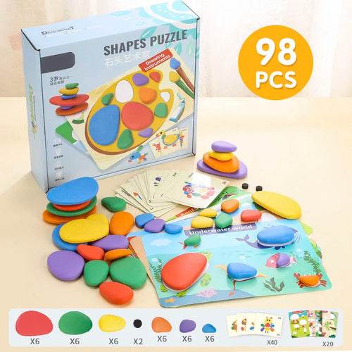 3D Colorful Pebbles Montessori Puzzle for Kids' Cognitive Skills - ToylandEU