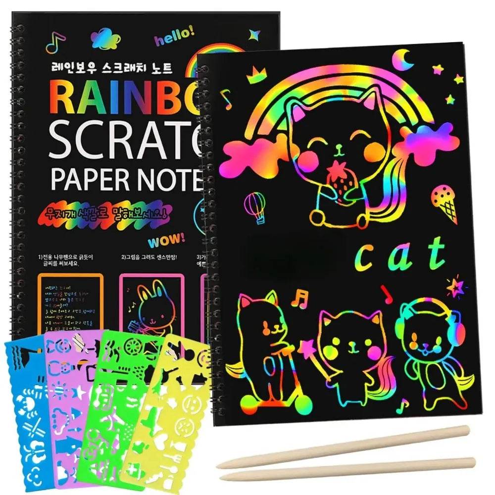 Rainbow Scratch Art Book: Unleash Creativity with Montessori Fun! - ToylandEU