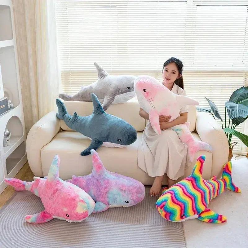  Rainbow Shark Plush Pillow For Kids Cozy Hugs -  ToylandEU™