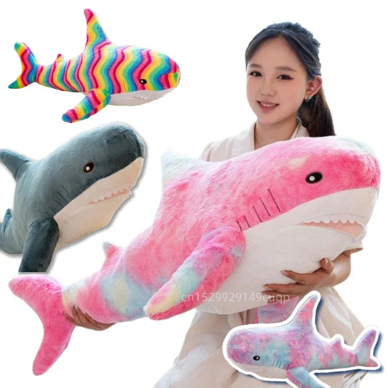 Rainbow Shark Plush Pillow for Kids Cozy Hugs and Comfort - ToylandEU