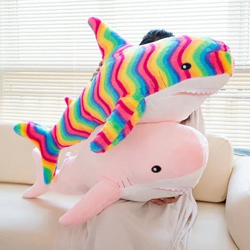 Rainbow Shark Plush Pillow for Kids Cozy Hugs and Comfort - ToylandEU